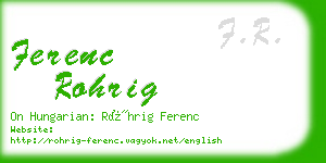 ferenc rohrig business card